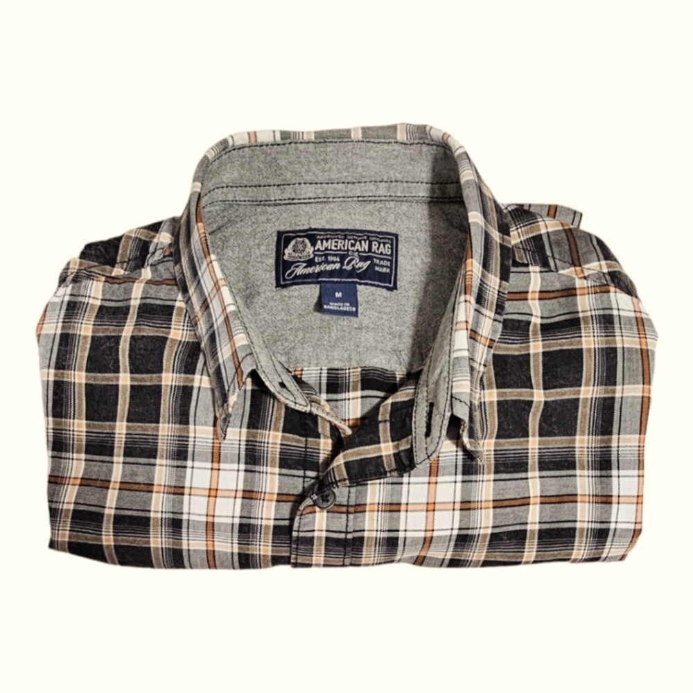 AMERICAN RAG Men's Long Sleeve Distressed Plaid Shirt M - Picture 2 of 9